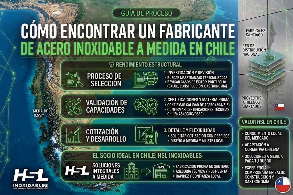 Si busca un fabricante que combine precisión de taller, rapidez en la respuesta y un estricto apego a las normas técnicas de edificación chilena, HSL Inoxidables representa la opción ideal para llevar sus proyectos en acero inoxidable al siguiente nivel.